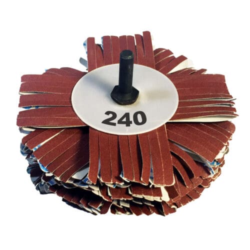 Large 240 Grit 6" Sanding Mop Assembly - 3" Spindle