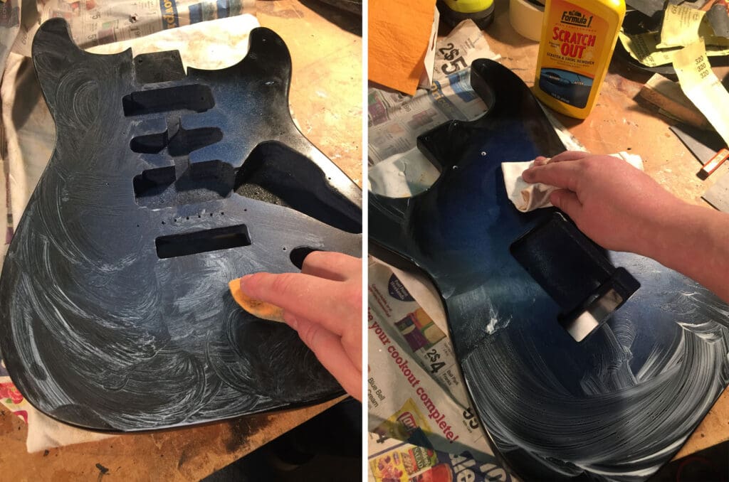 polishing guitar