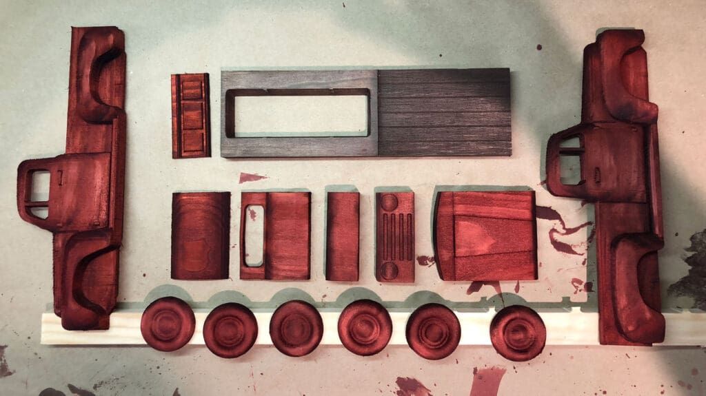 stained truck parts