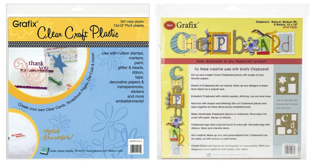 Grafix plastic and chipboard