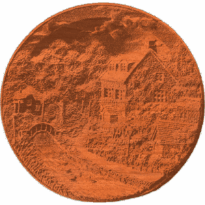 Cottages By River - On Concave Disc