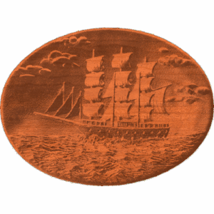 Sailing Ship Scene on Oval