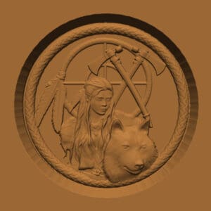 Native American Woman with Wolf